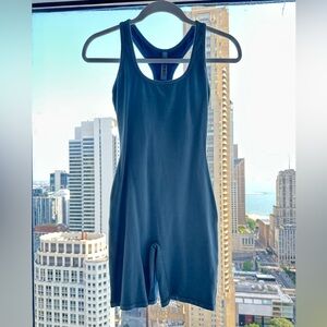 SKIMS Blue Sleeveless Onesie Women’s Small Racerback Mid Thigh Length Shelf Bra